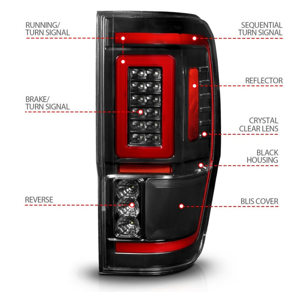 ANZO LED Tail Light Assembly w/ Lightbar & Sequential Signal Ford Ranger (19-22) (311447) main image 1