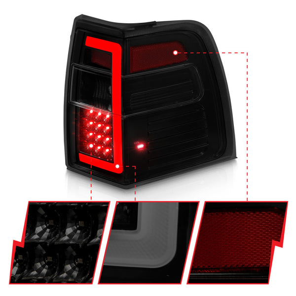 ANZO 07-17 Ford Expedition LED Taillights w/ Light Bar Black