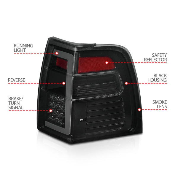 ANZO 07-17 Ford Expedition LED Taillights w/ Light Bar Black