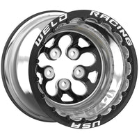 Weld Alpha-1 15x12 / 5x4.75 BP / 4in. BS - Black SBL MT - Black Center - Polished Shell