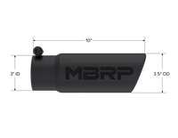 MBRP Universal Tip 3-1/2in O.D. Angled Rolled End - 3in ID Inlet 10in Length - Black