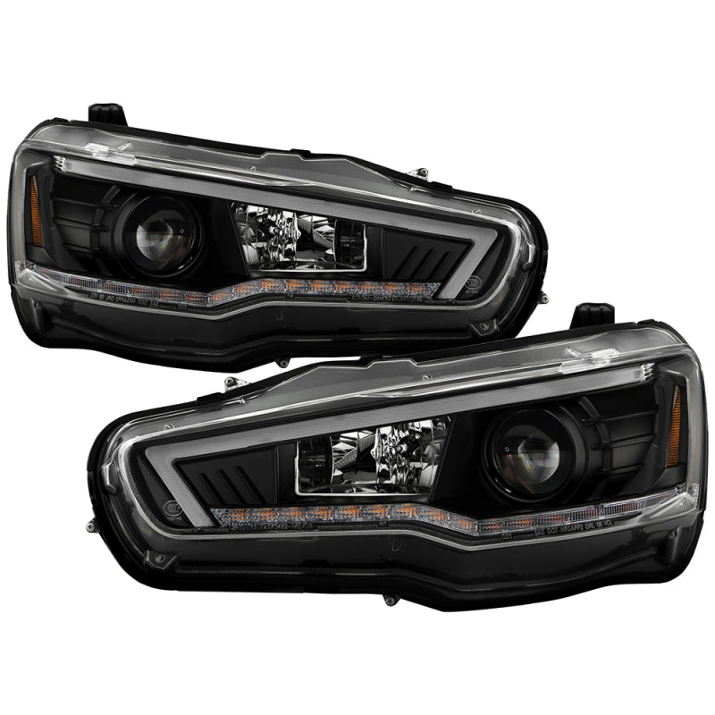 Spyder 08-17 Mitsubishi Lancer EVO 10 Projector Headlights - Black (PRO-YD-ML08V2SI-SEQ-BK)