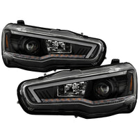 Spyder 08-17 Mitsubishi Lancer EVO 10 Projector Headlights - Black (PRO-YD-ML08V2SI-SEQ-BK)