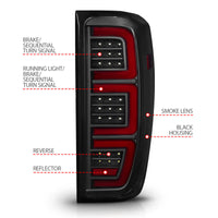 ANZO 19-23 GMC Sierra 1500/2500HD/3500HD Smoke Black Replacement Full LED Bar Tail Light