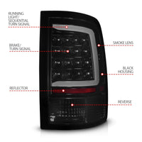 ANZO 09-18 Dodge Ram 1500 Full LED Taillights w/ Sequential Black Housing/Smoke Lens