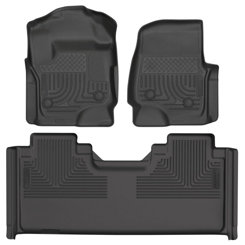 Husky Liners 17-25 Ford F-250/F-350/F-450 (w/ Vinyl Floors) WB Front & 2nd Row Floor Liners - Black