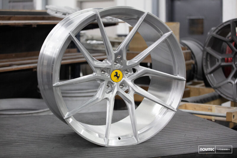 Vossen x Novitec NF8 21x9.5in - 5x114.3 BP - ET38 - Brushed Gloss Clear Ferrari 296 Front Wheel