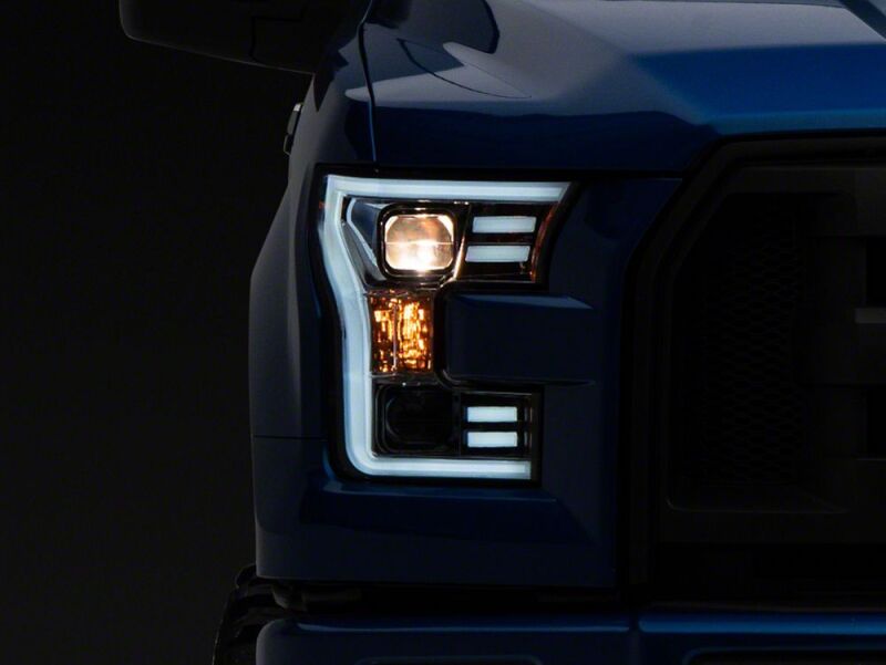 Raxiom 15-17 Ford F-150 Projector Headlights with LED Accent- Chrome Housing- Clear Lens