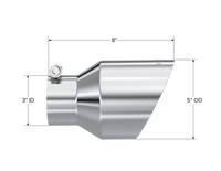 MBRP Universal T304 Stainless Steel Tip  3on ID / 5in OD Out / 8in Length Angle Cut Dual Wall