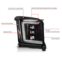 ANZO 15-20 GMC Yukon (Incl XL - Factory Halogen Models) Full LED Proj Headlights Black - Pass. Side