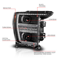 ANZO 21-23 Ford F150 LED Projector Headlight w/Switchback+Sequential - Black (Passenger Side Only)