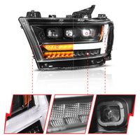 ANZO 19-24 RAM 1500 (New Body/OE Halogen) Full LED Proj Headlights DRL/SeqSig Black - Driver Side