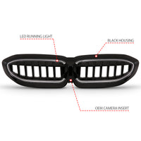 ANZO 19-22 BMW 3 Series Black Housing Full LED Front Grille w/ Initiation & Running Light
