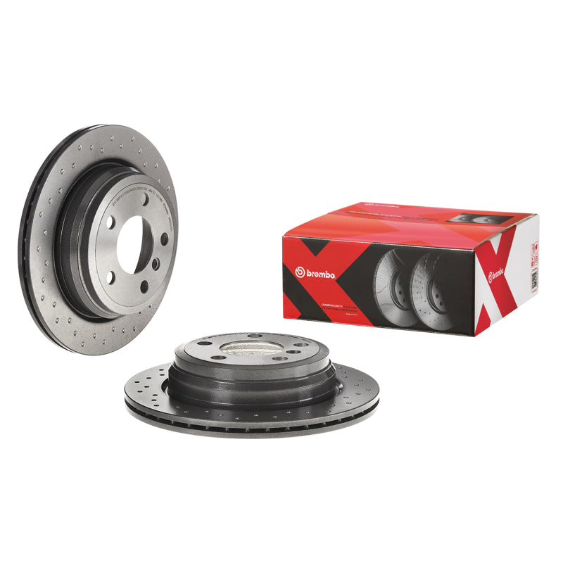 Brembo 13-18 BMW 320i xDrive Rear Premium Xtra Cross Drilled UV Coated Rotor