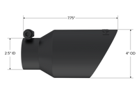 MBRP Universal 4in OD Dual Wall Angled 2.5in Inlet 8in Length Exhaust Tip - Black