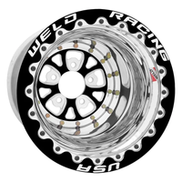 Weld V-Series 15x13 / 5X4.75 BP / 3in. BS Black 3 Piece Wheel - Black Single Beadlock MT