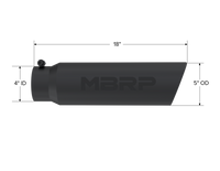 MBRP Universal 5in OD Angled Rolled End 4in Inlet 18in Length Black Finish Exhaust Tip
