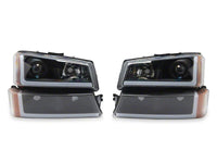 Raxiom 03-06 Chevrolet Silverado 1500 LED LightBar OE Proj Headlights/Bumper Lights- Black - Clear