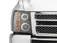 Raxiom 07-13 Chevrolet Silverado 1500 LED Halo Projector Headlights- Black Housing- Clear Lens