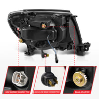 ANZO 05-11 Toyota Tacoma Full LED Projector Headlights White DRL/Init/SeqSig Black - Pair