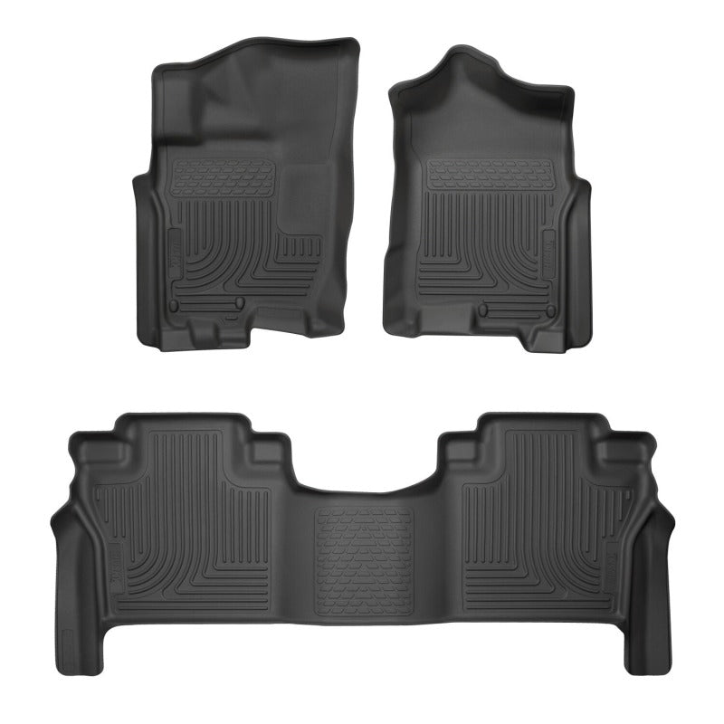 Husky Liners 17-23 Nissan Titan Crew Cab WeatherBeater Front & 2nd Row Floor Liners - Black