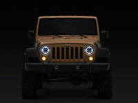 Raxiom 07-18 Jeep Wrangler JK Axial Series Quatro LED Headlights- Black Housing- Clear Lens