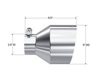 MBRP Universal T304 Stainless Steel Tip 2.5in ID / 5in OD Out / 6.5in Length Angle Cut Single Wall