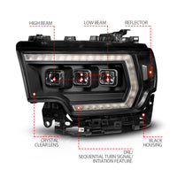 ANZO 19-24 RAM 2500/3500 Z-Series Full LED Proj Headlights DRL/Init/SeqSig - Pass. Side ONLY