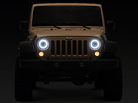 Raxiom 07-08 Jeep Wrangler JK Hi Output LED Headlights/Angel Eye DRL- Black Housing- Clear Lens