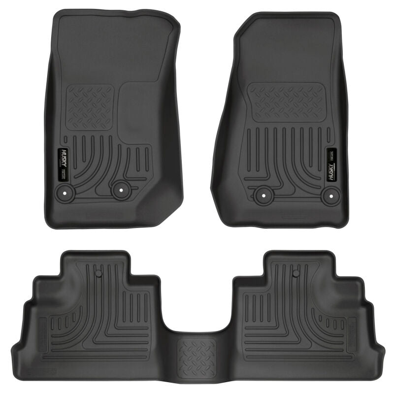 Husky Liners 07-18 Jeep Wrangler JK Unlimited 4dr WeatherBeater Front & 2nd Row Floor Liners - Black