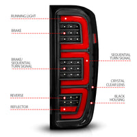 ANZO 19-23 GMC Sierra 1500/2500HD/3500HD Black Replacement Full LED Bar Tail Light
