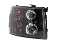 Raxiom 07-13 Chevrolet Silverado 1500 LED Halo Projector Headlights- Black Housing- Clear Lens