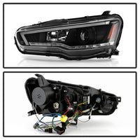 Spyder 08-17 Mitsubishi Lancer EVO 10 Projector Headlights - Black (PRO-YD-ML08V2HIDSI-SEQ-BK)