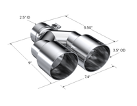 MBRP Universal T304 SS Dual Tip 3.5in OD/2.5in Inlet