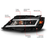 ANZO 14-20 Chevrolet Impala Square Projector LED Bar Headlights w/ Black Housing