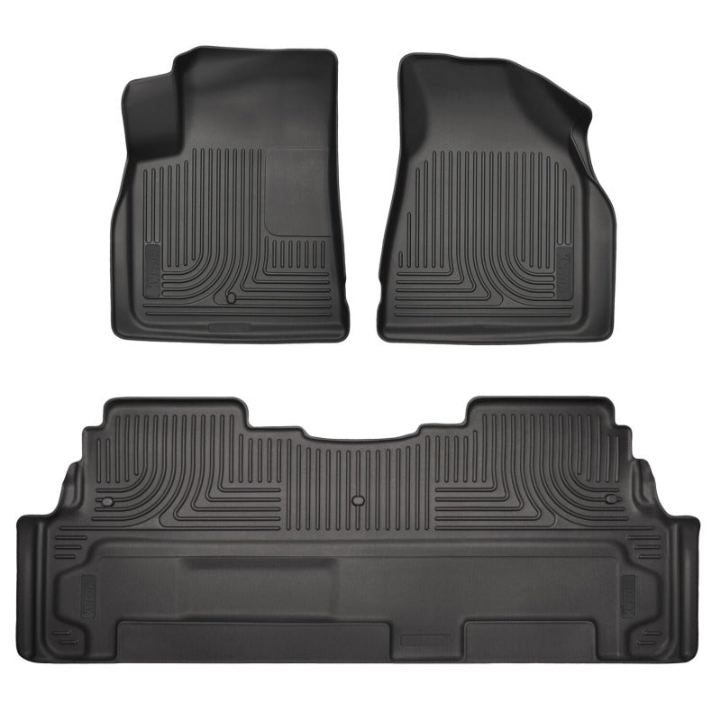 Husky Liners 07-16 GMC Acadia/09-17 Chevy Traverse WeatherBeater Frnt & 2nd Row Floor Liners - Black