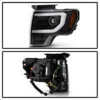 Spyder Ford F150 09-14 Halogen Light Bar Projector Headlights Black PRO-YD-FF15009PL-SEQ-BK