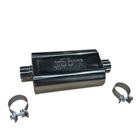 Kooks 2.5in Oval Clamp In Muffler 12in Long Body Polished Stainless Steel