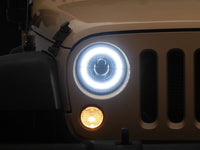 Raxiom 07-08 Jeep Wrangler JK Hi Output LED Headlights/Angel Eye DRL- Black Housing- Clear Lens