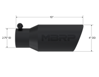 MBRP Universal Angled Rolled End Tip 4in OD / 2-3/4in Inlet / 10in Length - Black
