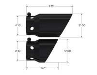 MBRP 2008+ Ford F250/350/450 6.4 L 4 inlet 5 Tip Cover Set - 6.75in and 9.75in Length - Black