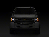 Raxiom 07-13 Chevrolet Silverado 1500 LED Halo Projector Headlights- Black Housing- Clear Lens