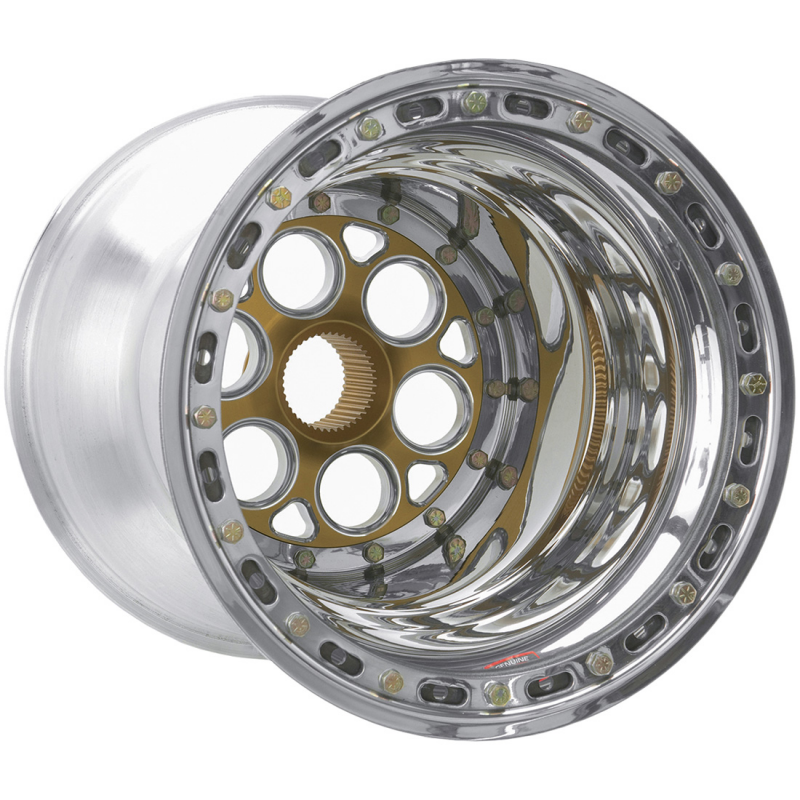 Weld Magnum Sprint 15x17 / 42-Spline / 5in. BS Gold Wheel - Outer Beadlock w/6-Dzus Cover