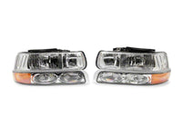 Raxiom 99-02 Chevrolet Silverado 1500 OE Style Headlights/Bumper Lights- Chrome - Clear Lens