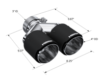 MBRP 3in ID / Dual 4in OD Out Staggered L 9.37in / R 9.87in Dual Wall Carbon Fiber Univ Exhaust Tip