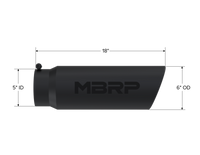 MBRP Universal Tip 6in OD Angled Rolled End 5in Inlet 18in Length Black Finish Exhaust
