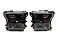 Raxiom 15-17 Ford F-150 LED Projector Headlights with LED Amber DRL- Black Housing- Clear Lens