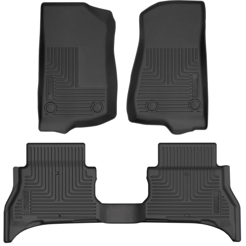 Husky Liners 21-26 Jeep Wrangler JL 4XE (4dr) WeatherBeater Front & 2nd Row Floor Liners - Black