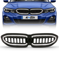 ANZO 19-22 BMW 3 Series Black Housing Full LED Front Grille w/ Initiation & Running Light