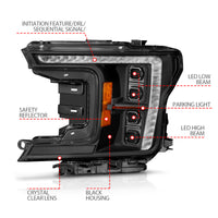 ANZO 18-20 Ford F-150 (w/Factory Halogen) Z-Series Full LED Proj Headlights Init/SeqSig - Pair